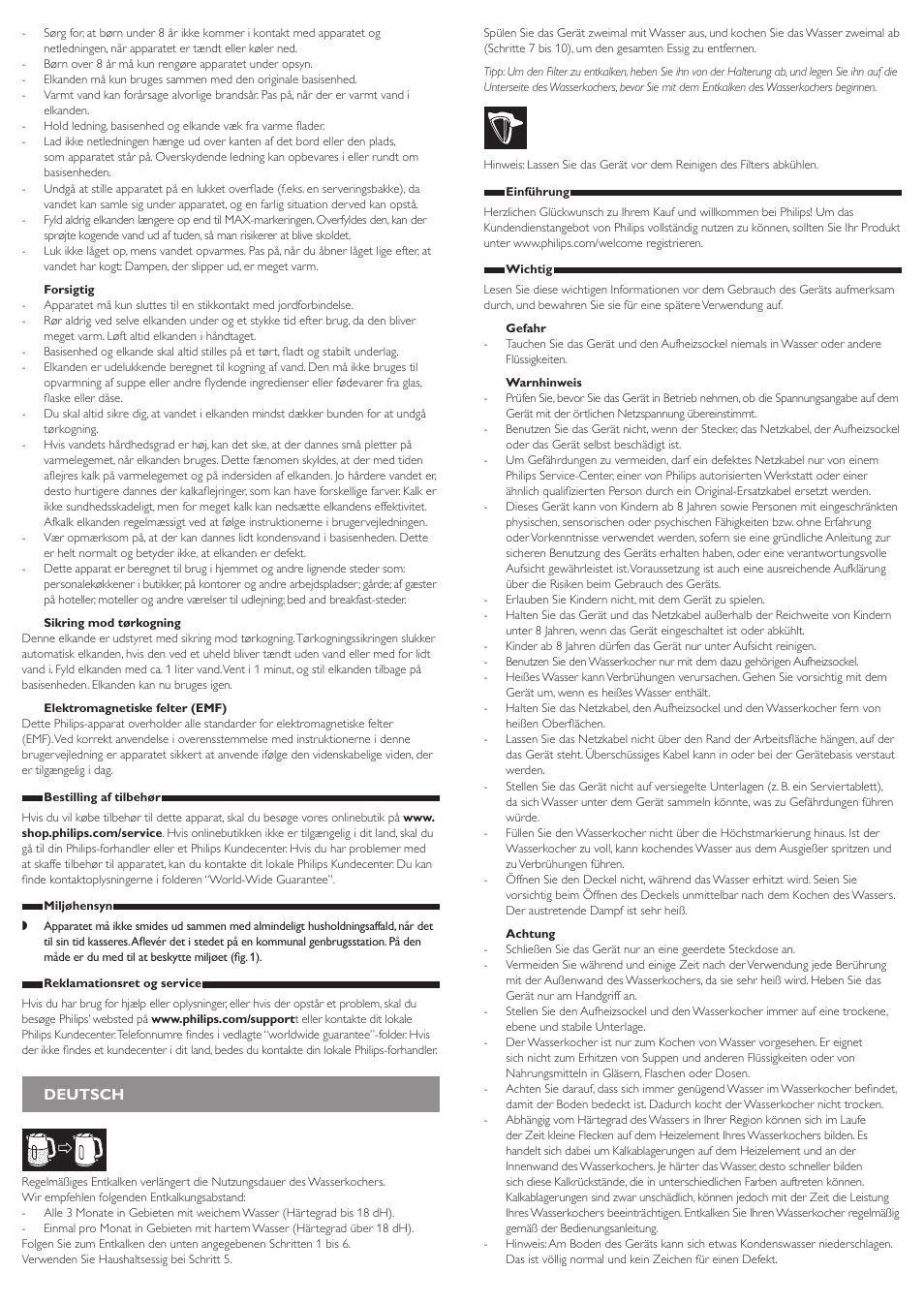 Deutsch | Philips Daily Collection Bouilloire User Manual | Page 4 / 12