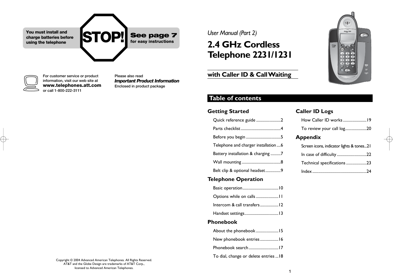 Stop | AT&T 1231 User Manual | Page 2 / 15