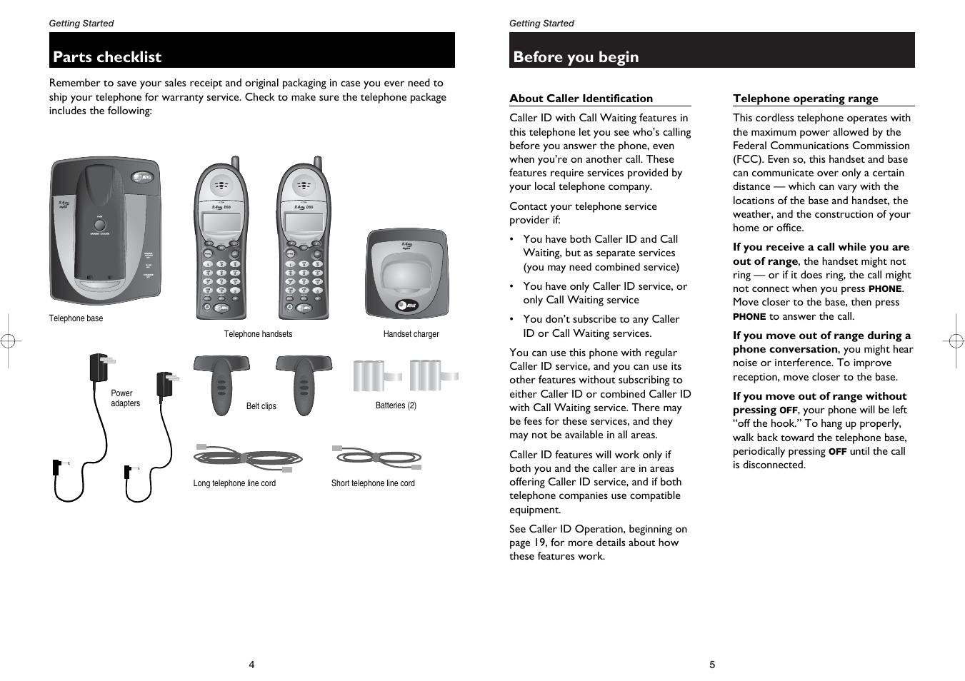 Before you begin parts checklist | AT&T 1231 User Manual | Page 4 / 15