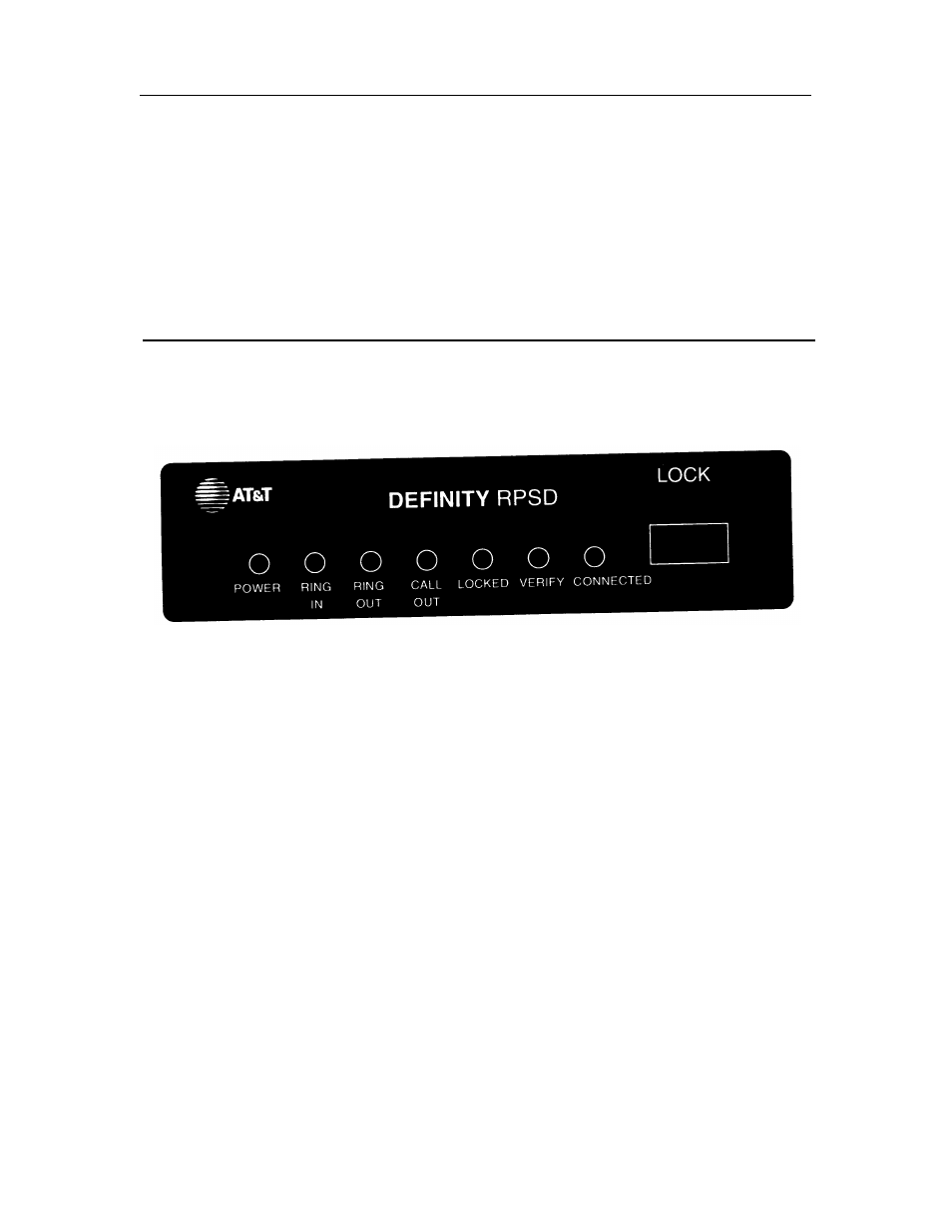 Front panel leds, Rpsd lock, Rpsd lock leds | Appendix b: device leds | AT&T DEFINITY Remote Port Security Device User Manual | Page 104 / 109