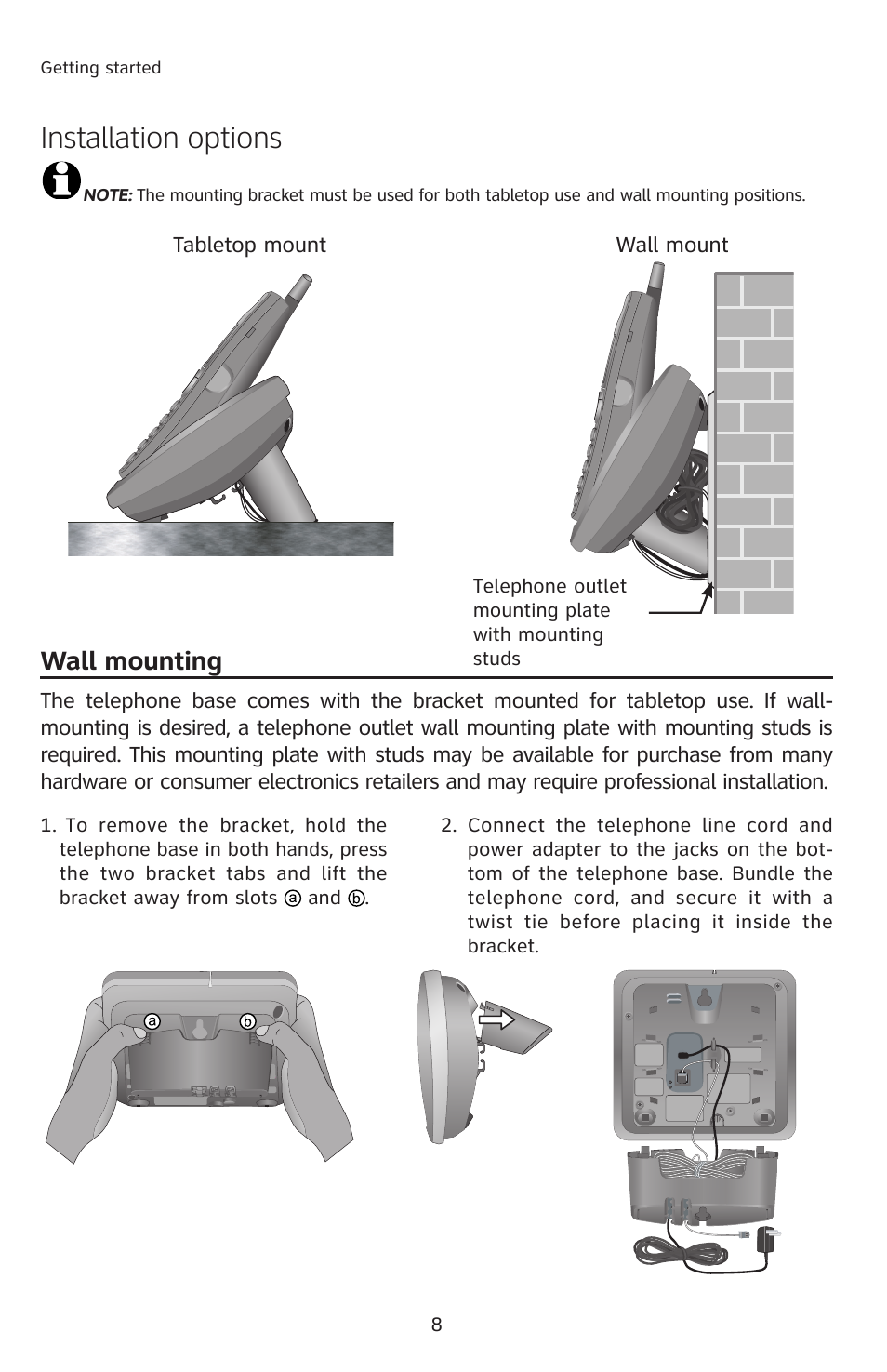 Installation options, Wall mounting | AT&T E2912 User Manual | Page 11 / 71