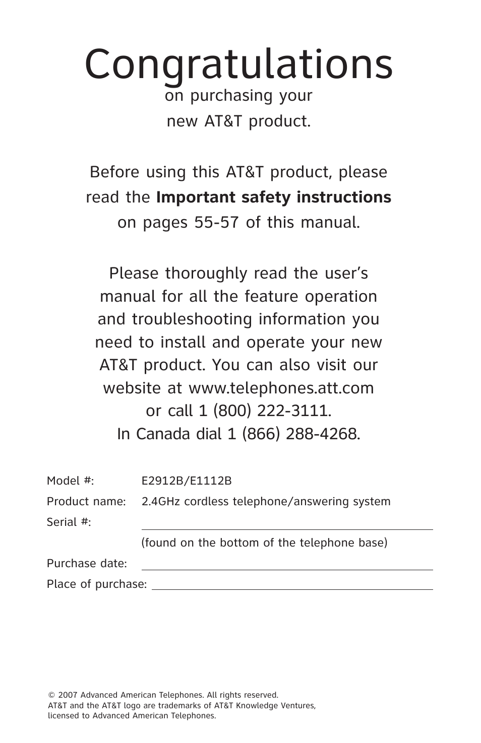 AT&T E2912 User Manual | Page 2 / 71