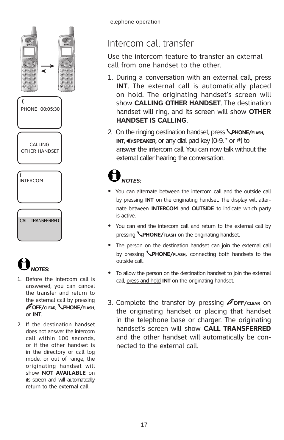 Intercom call transfer, Complete the transfer by pressing | AT&T E2912 User Manual | Page 20 / 71