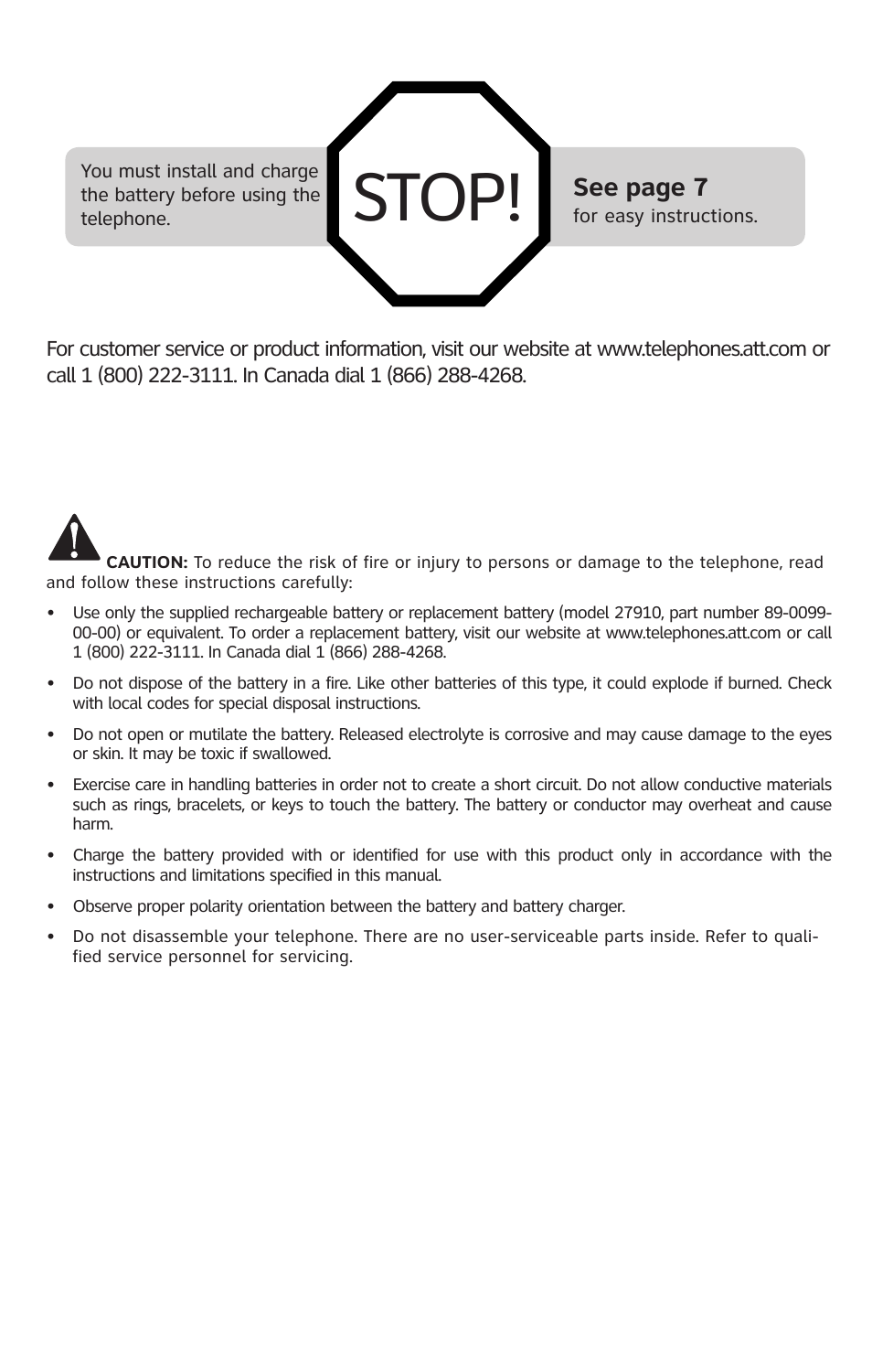 Stop, See page 7 | AT&T E2912 User Manual | Page 3 / 71