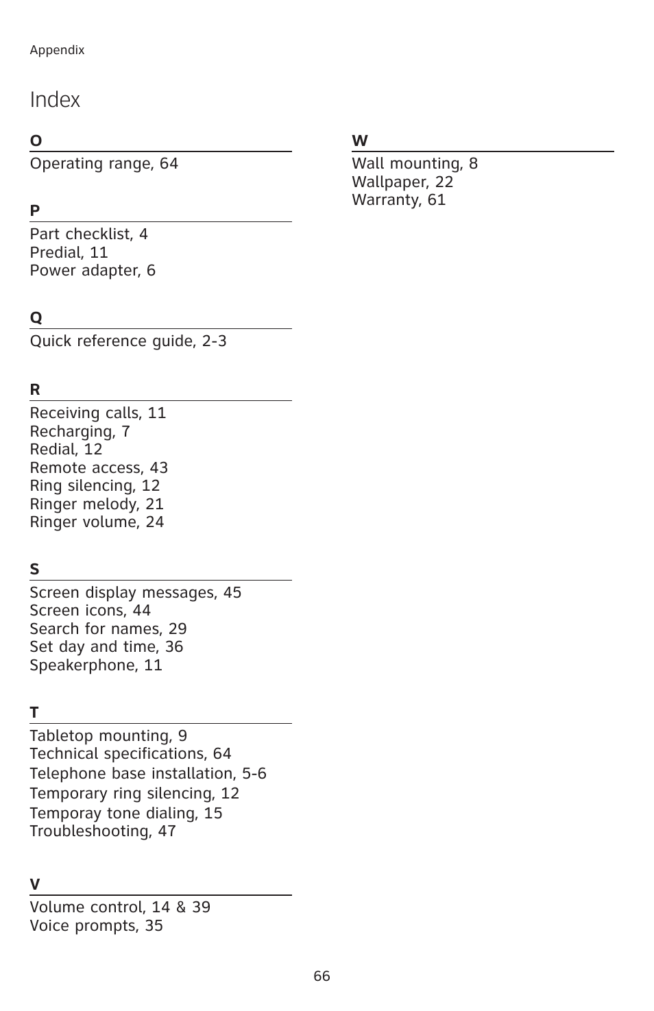Index | AT&T E2912 User Manual | Page 69 / 71