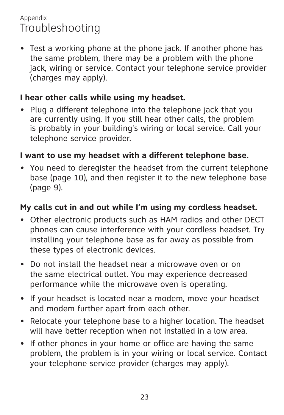 Troubleshooting | AT&T TL7700 User Manual | Page 27 / 43