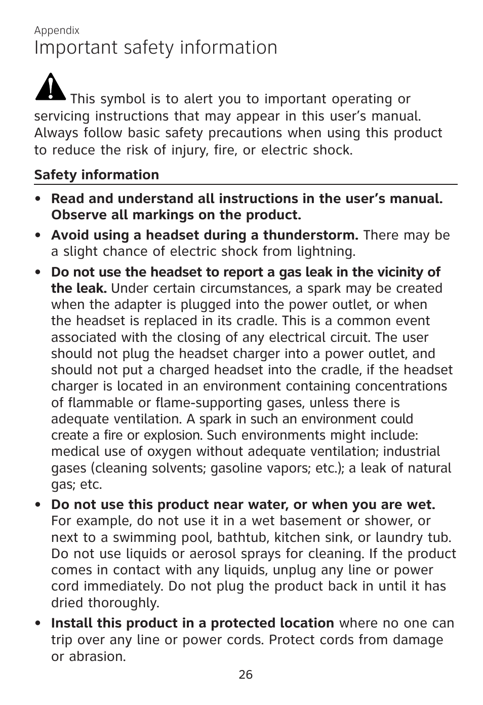 Important safety information, Safety information, Important safety | Information | AT&T TL7700 User Manual | Page 30 / 43