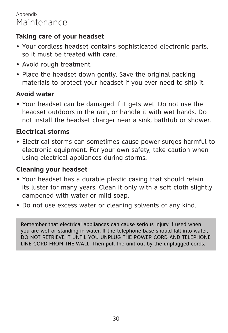 Maintenance | AT&T TL7700 User Manual | Page 34 / 43