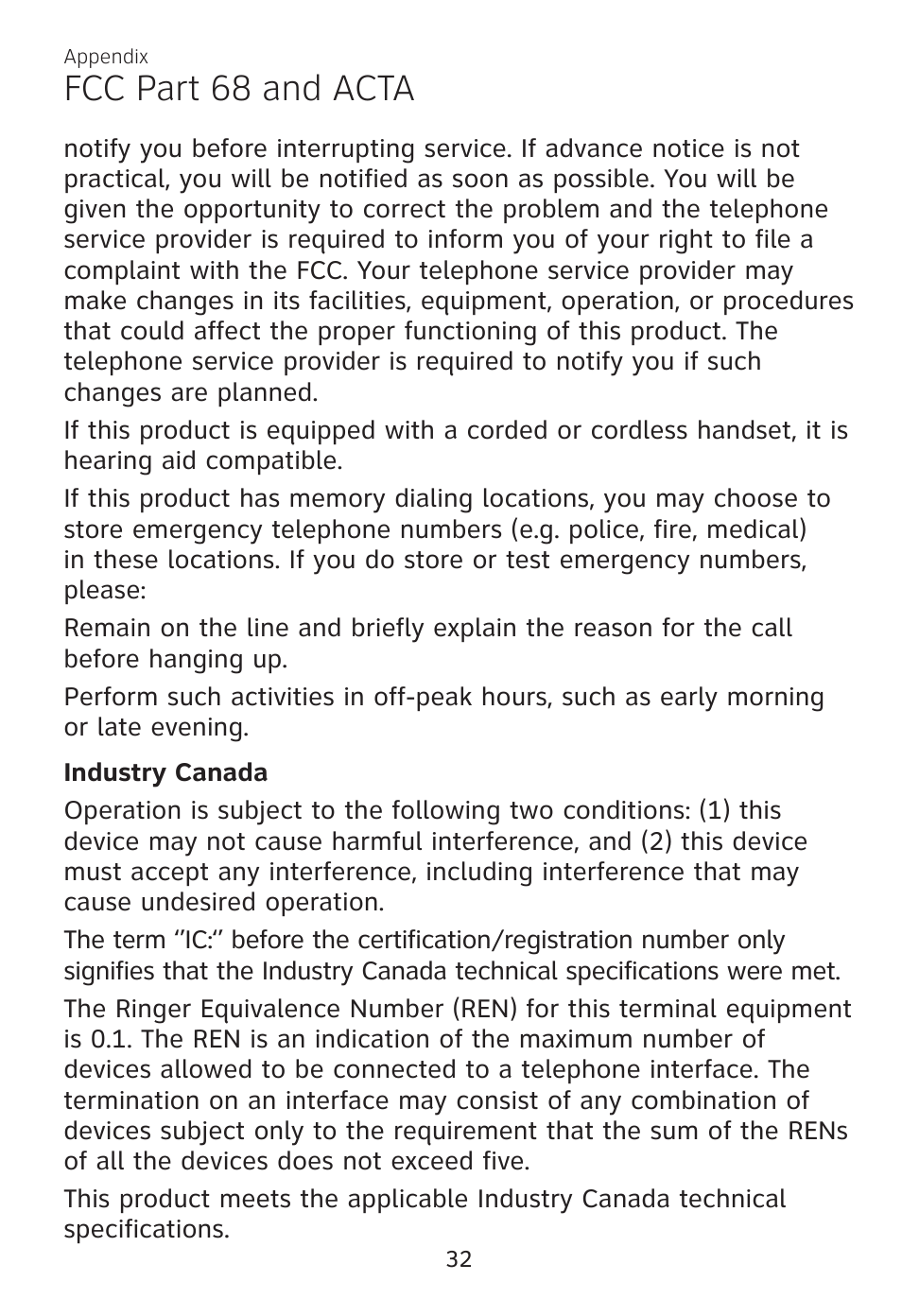 Fcc part 68 and acta | AT&T TL7700 User Manual | Page 36 / 43