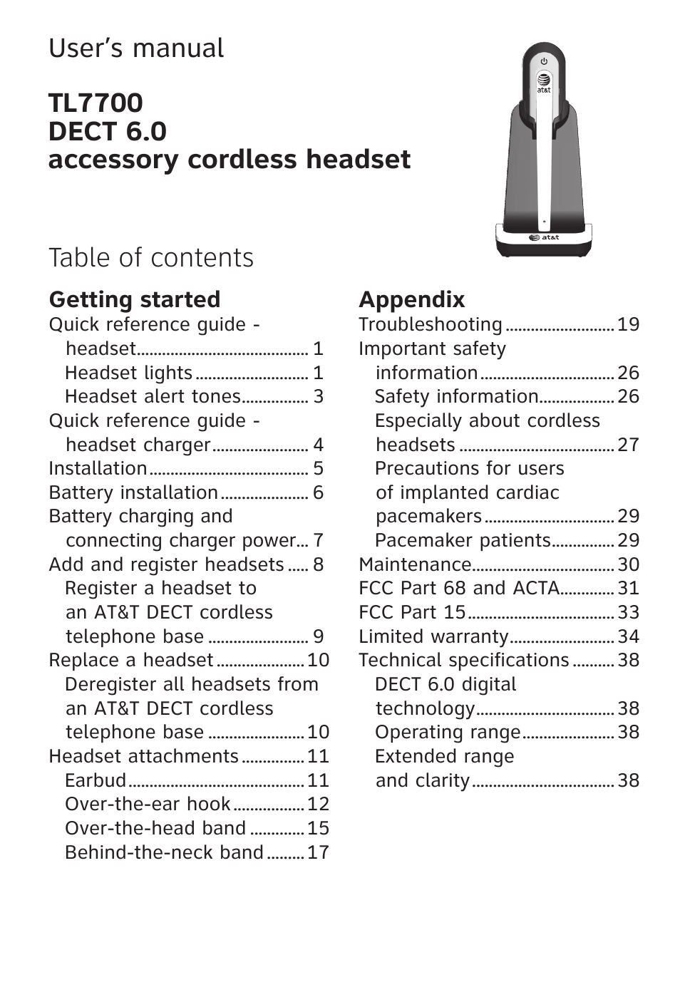 AT&T TL7700 User Manual | Page 4 / 43