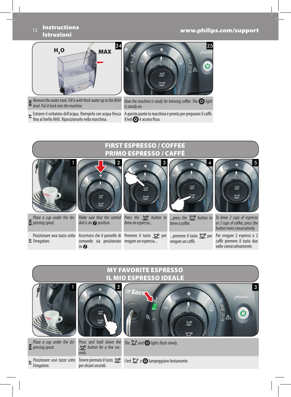 Philips Saeco Xsmall Machine espresso Super Automatique User Manual | Page 12 / 72
