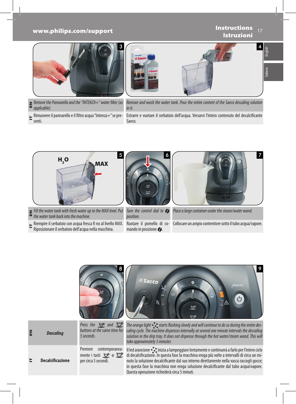 Omax | Philips Saeco Xsmall Machine espresso Super Automatique User Manual | Page 17 / 72