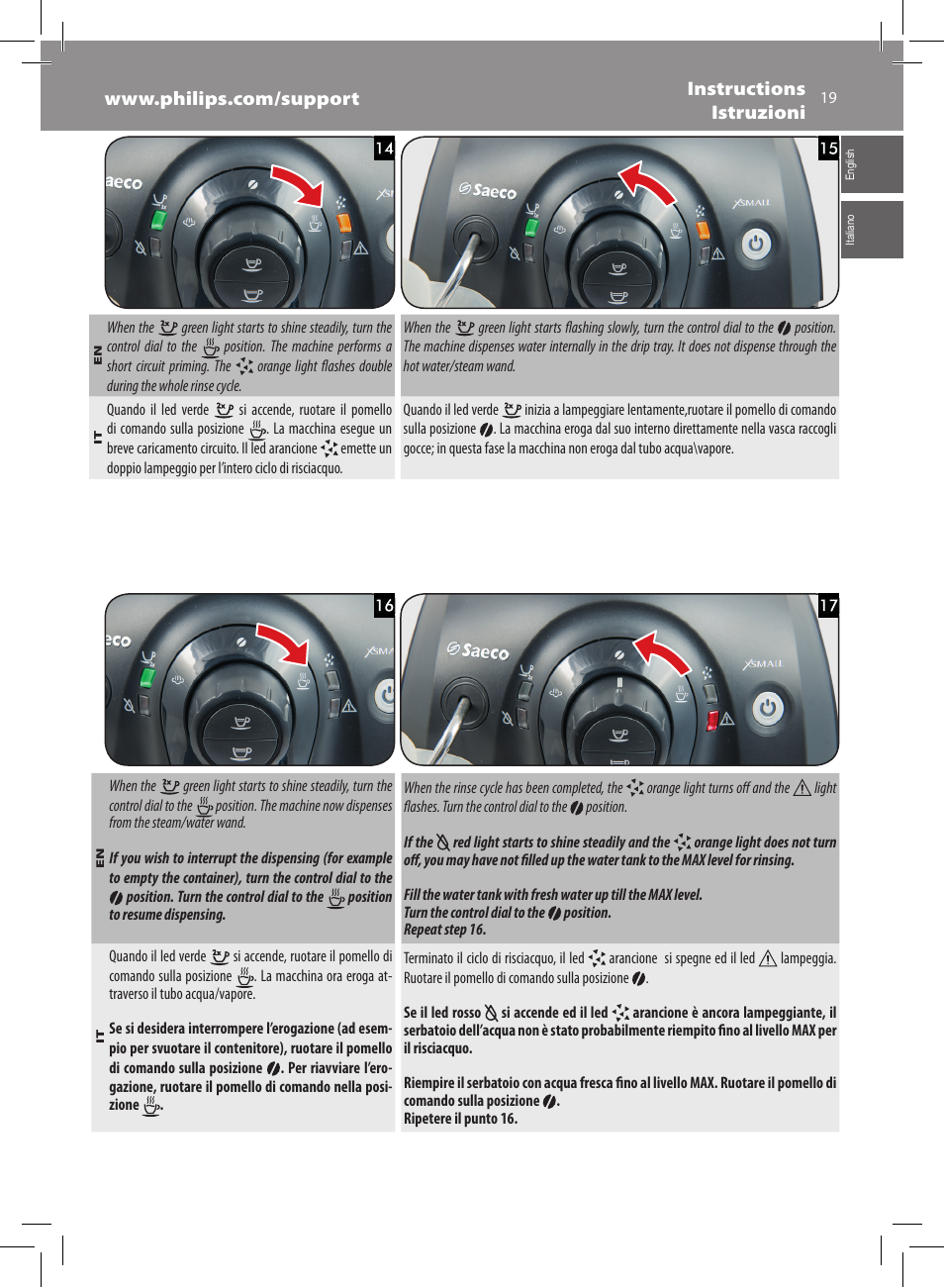 Philips Saeco Xsmall Machine espresso Super Automatique User Manual | Page 19 / 72