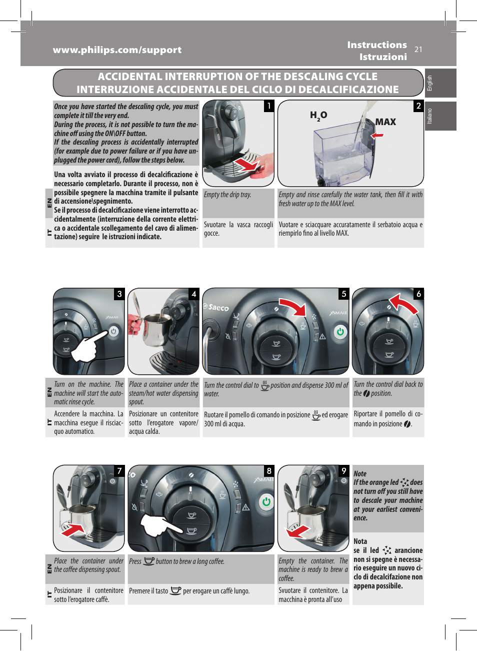 Philips Saeco Xsmall Machine espresso Super Automatique User Manual | Page 21 / 72