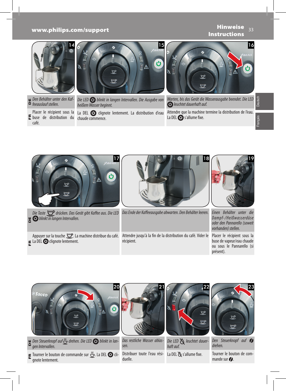 Philips Saeco Xsmall Machine espresso Super Automatique User Manual | Page 33 / 72