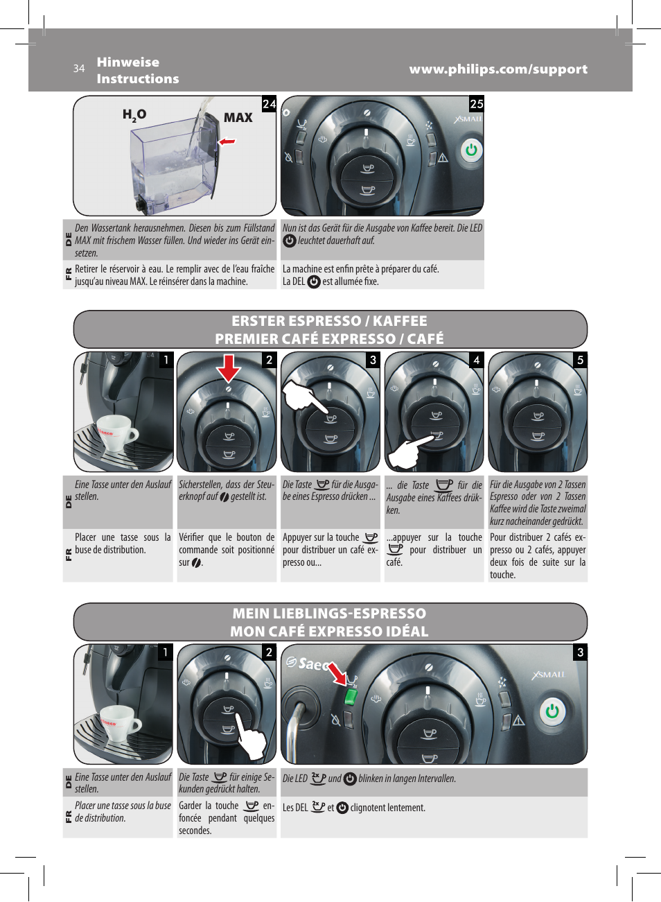 Mein lieblings-espresso mon café expresso idéal | Philips Saeco Xsmall Machine espresso Super Automatique User Manual | Page 34 / 72