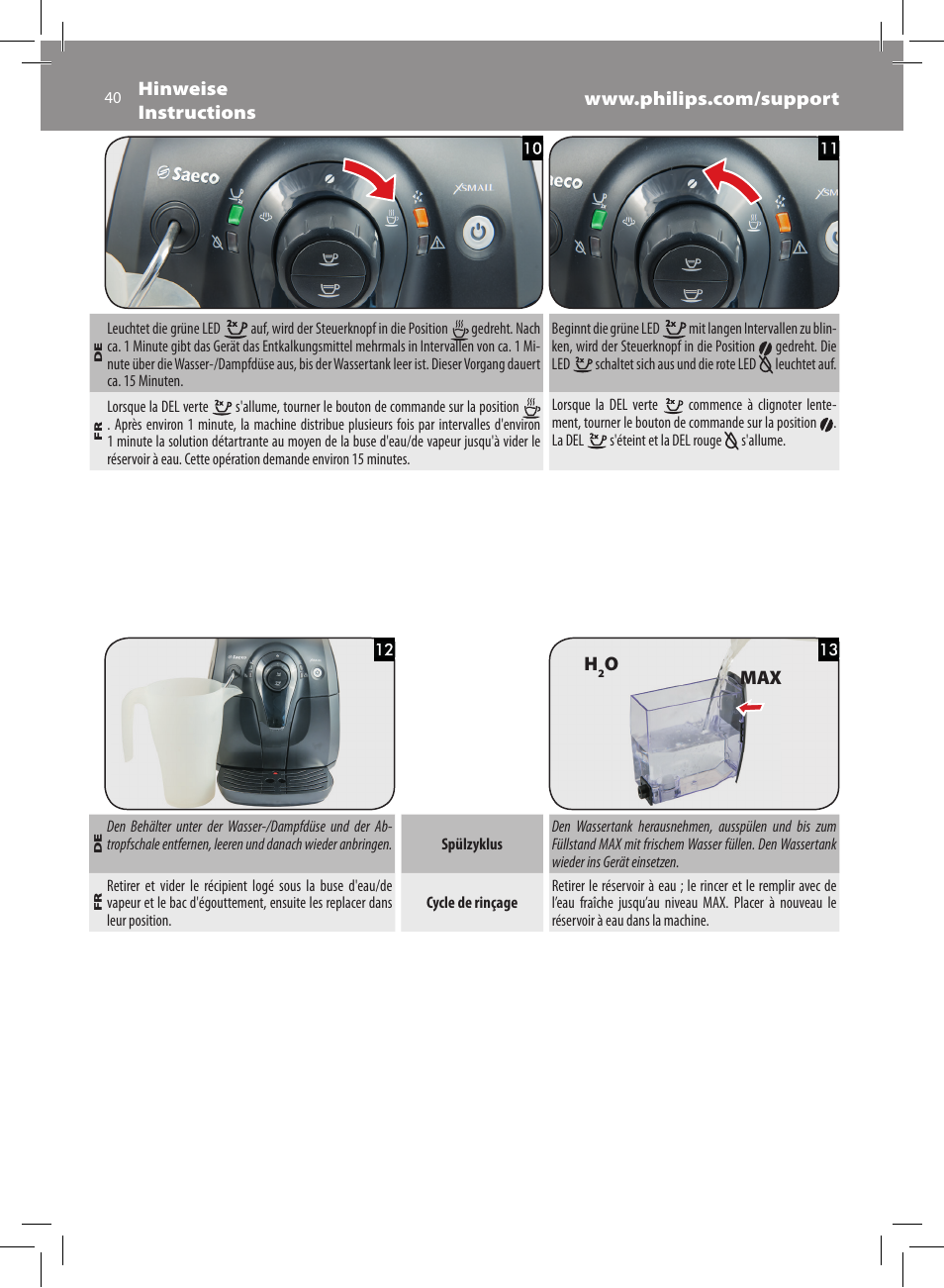 Philips Saeco Xsmall Machine espresso Super Automatique User Manual | Page 40 / 72