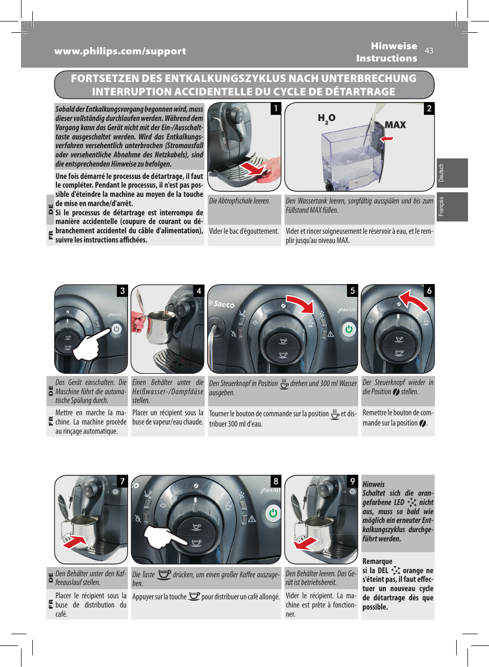 Philips Saeco Xsmall Machine espresso Super Automatique User Manual | Page 43 / 72