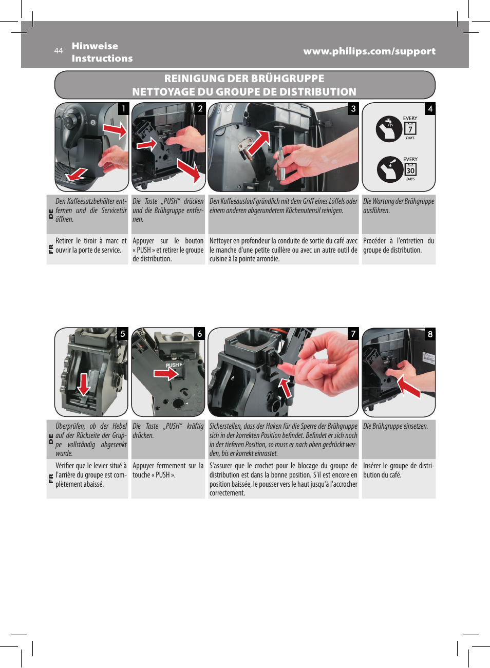 Philips Saeco Xsmall Machine espresso Super Automatique User Manual | Page 44 / 72