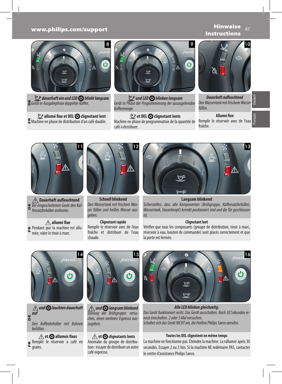 Philips Saeco Xsmall Machine espresso Super Automatique User Manual | Page 47 / 72