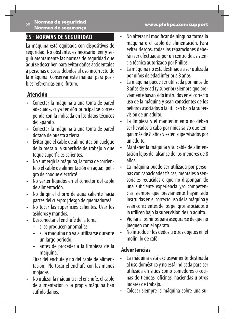 Philips Saeco Xsmall Machine espresso Super Automatique User Manual | Page 50 / 72