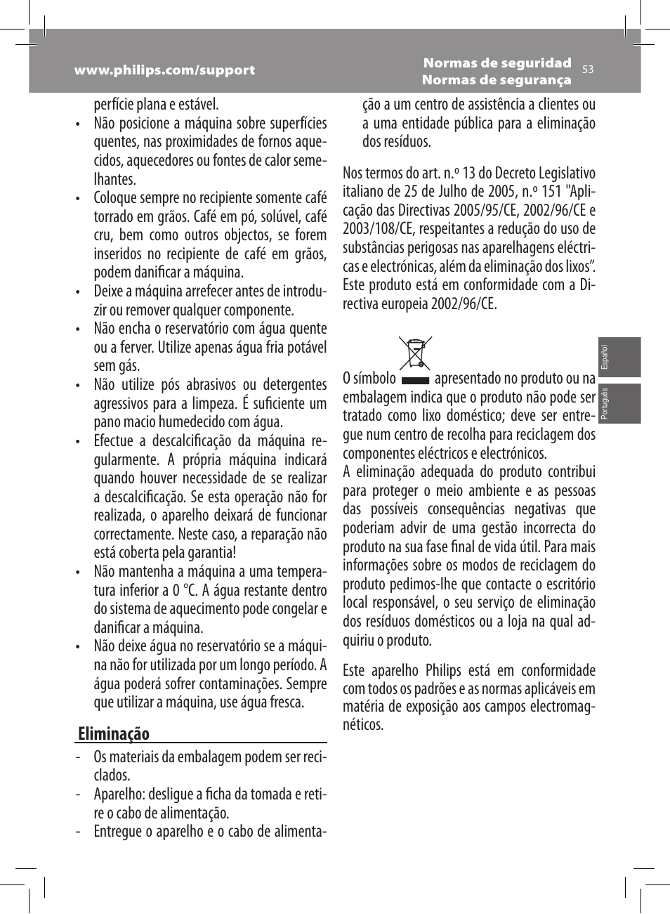Philips Saeco Xsmall Machine espresso Super Automatique User Manual | Page 53 / 72
