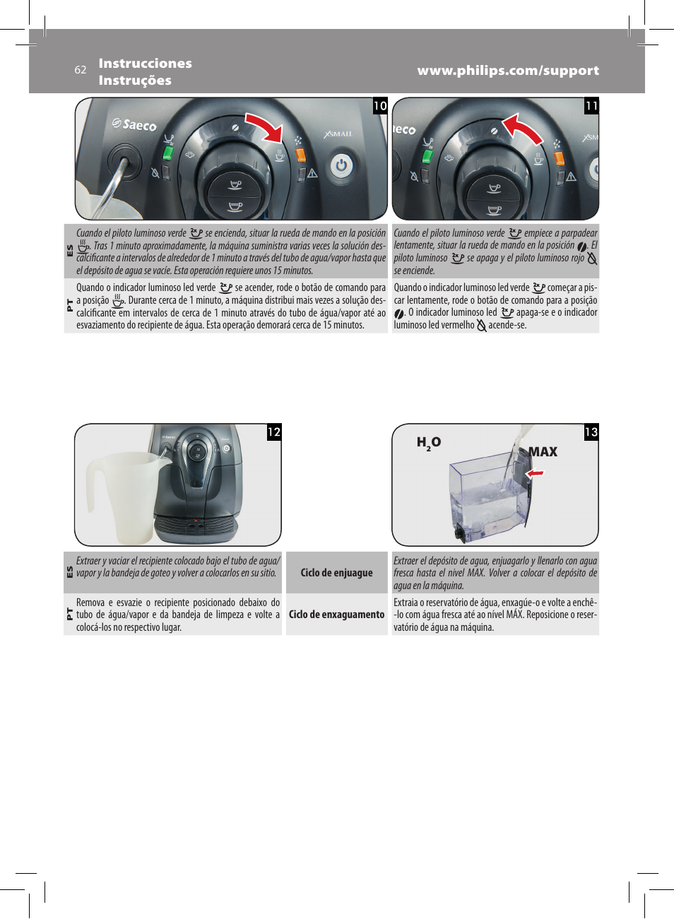 Philips Saeco Xsmall Machine espresso Super Automatique User Manual | Page 62 / 72