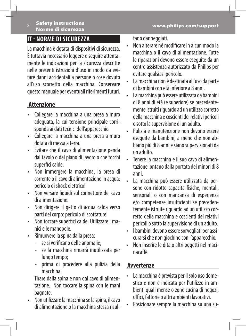 Philips Saeco Xsmall Machine espresso Super Automatique User Manual | Page 8 / 72