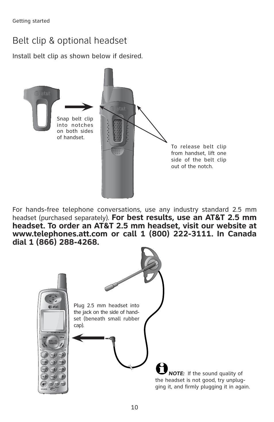 Belt clip & optional headset | AT&T E5812B User Manual | Page 13 / 65