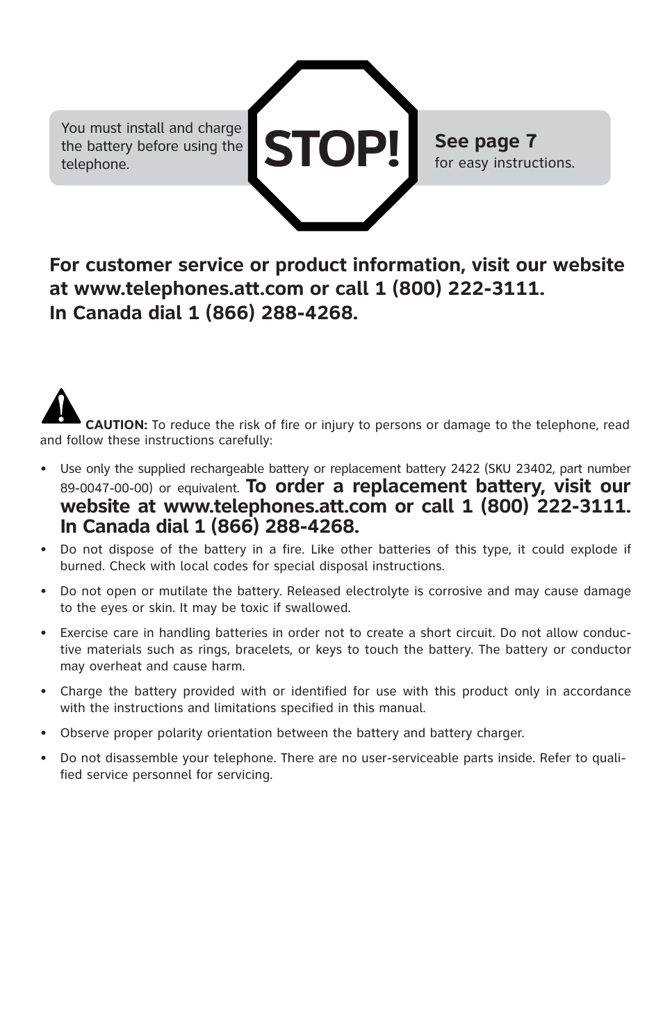 Stop, See page 7 | AT&T E5812B User Manual | Page 3 / 65