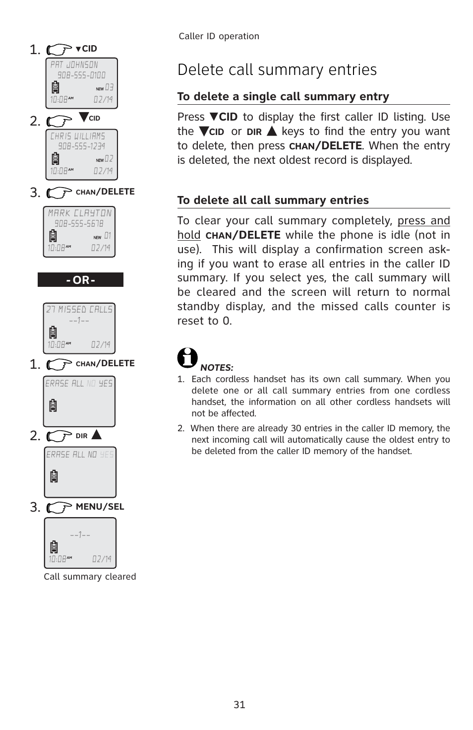 Delete call summary entries | AT&T E5812B User Manual | Page 34 / 65