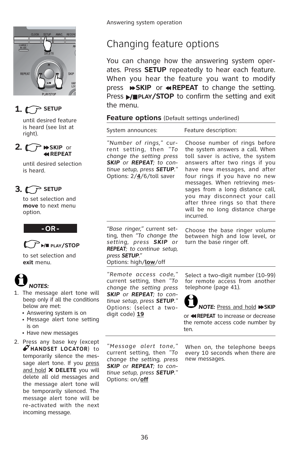 Changing feature options | AT&T E5812B User Manual | Page 39 / 65