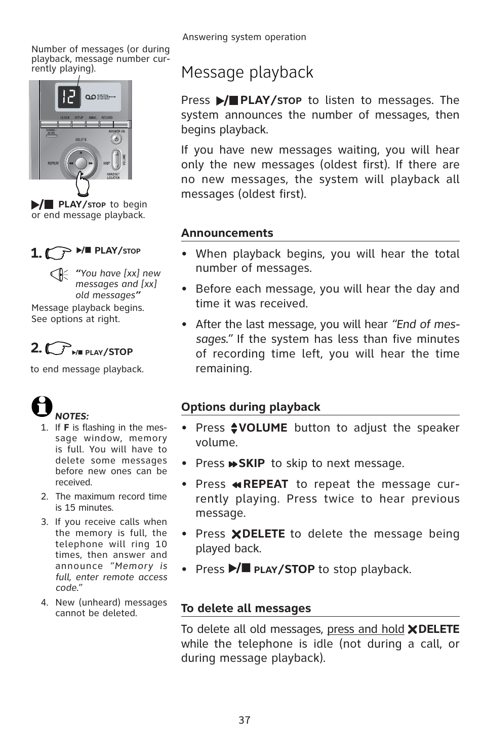Message playback | AT&T E5812B User Manual | Page 40 / 65