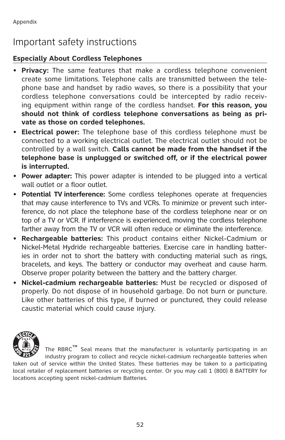 Important safety instructions | AT&T E5812B User Manual | Page 55 / 65