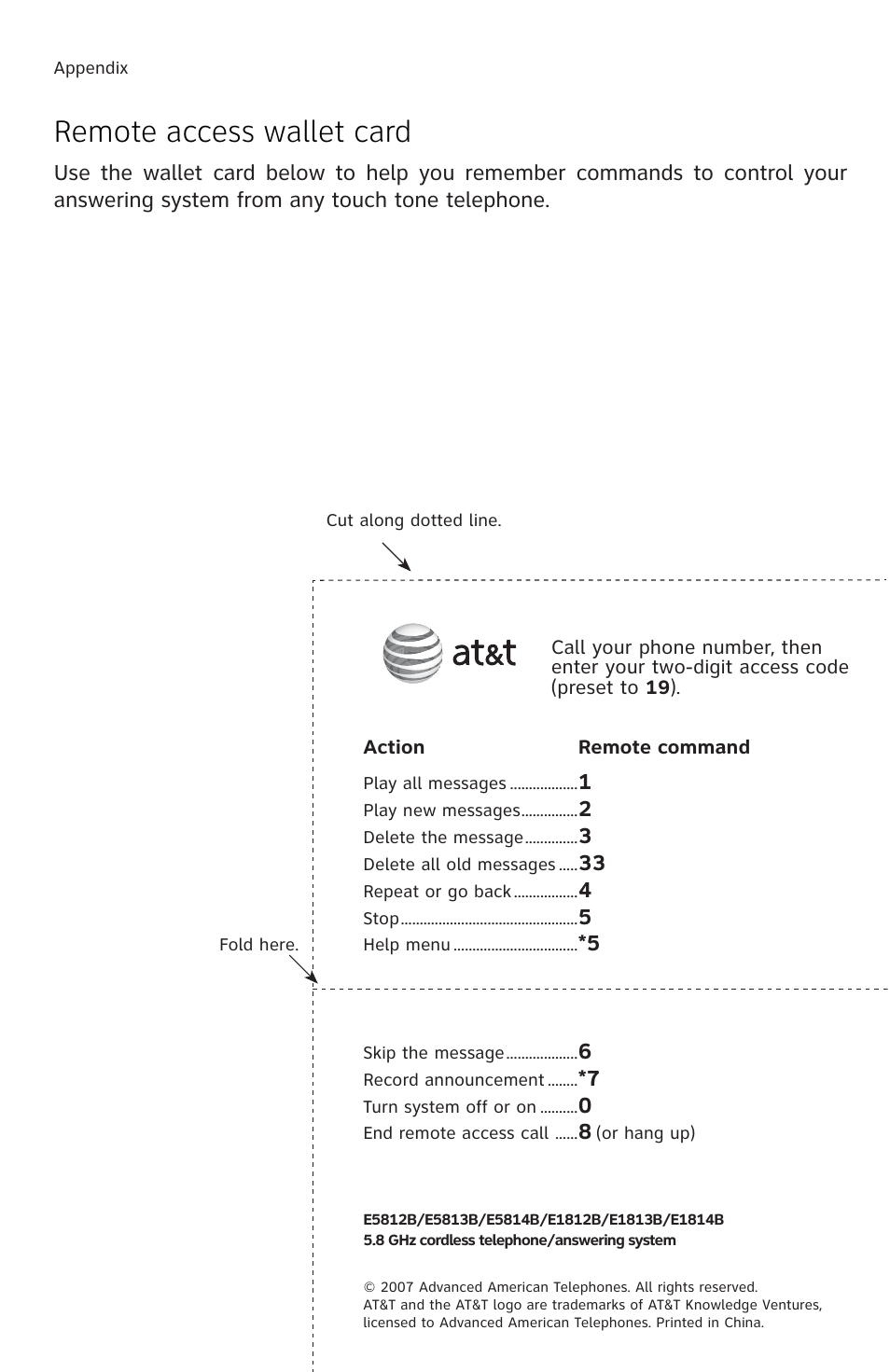 Remote access wallet card | AT&T E5812B User Manual | Page 64 / 65
