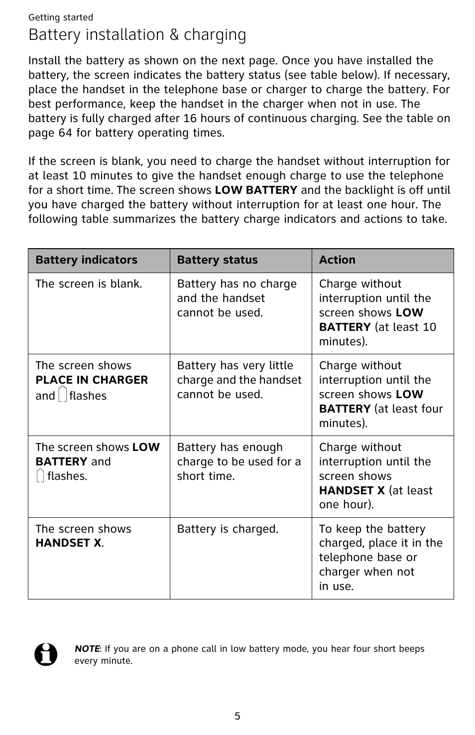 Battery installation & charging | AT&T EL52209 User Manual | Page 10 / 73