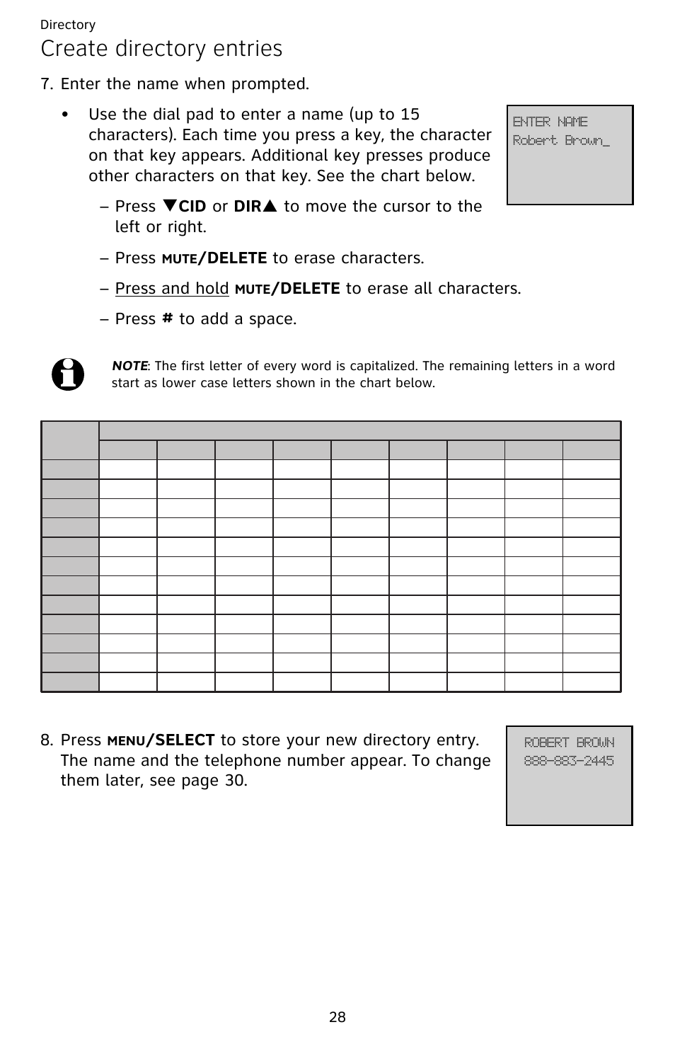 Create directory entries | AT&T EL52209 User Manual | Page 33 / 73
