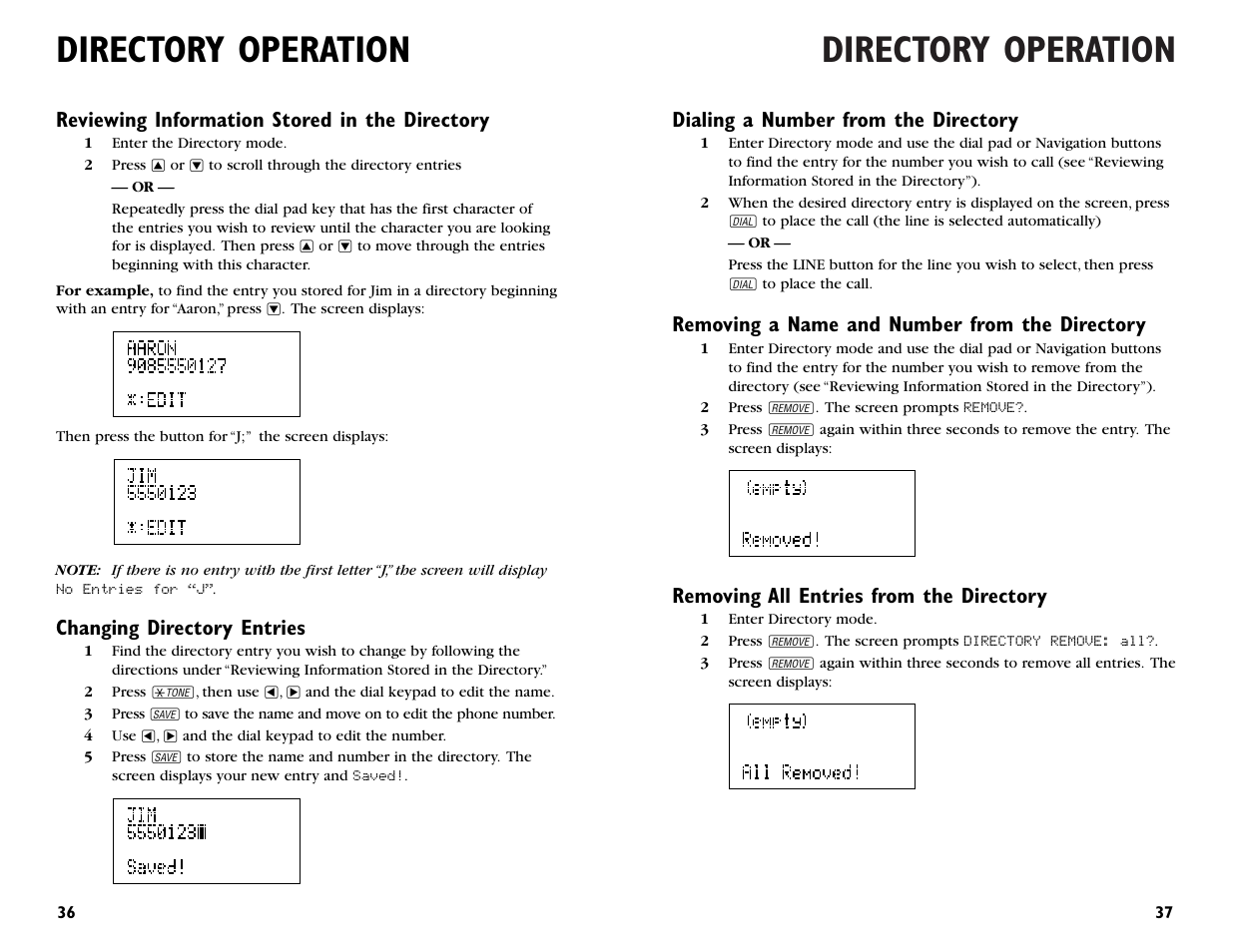 Directory operation | AT&T 964 User Manual | Page 20 / 44
