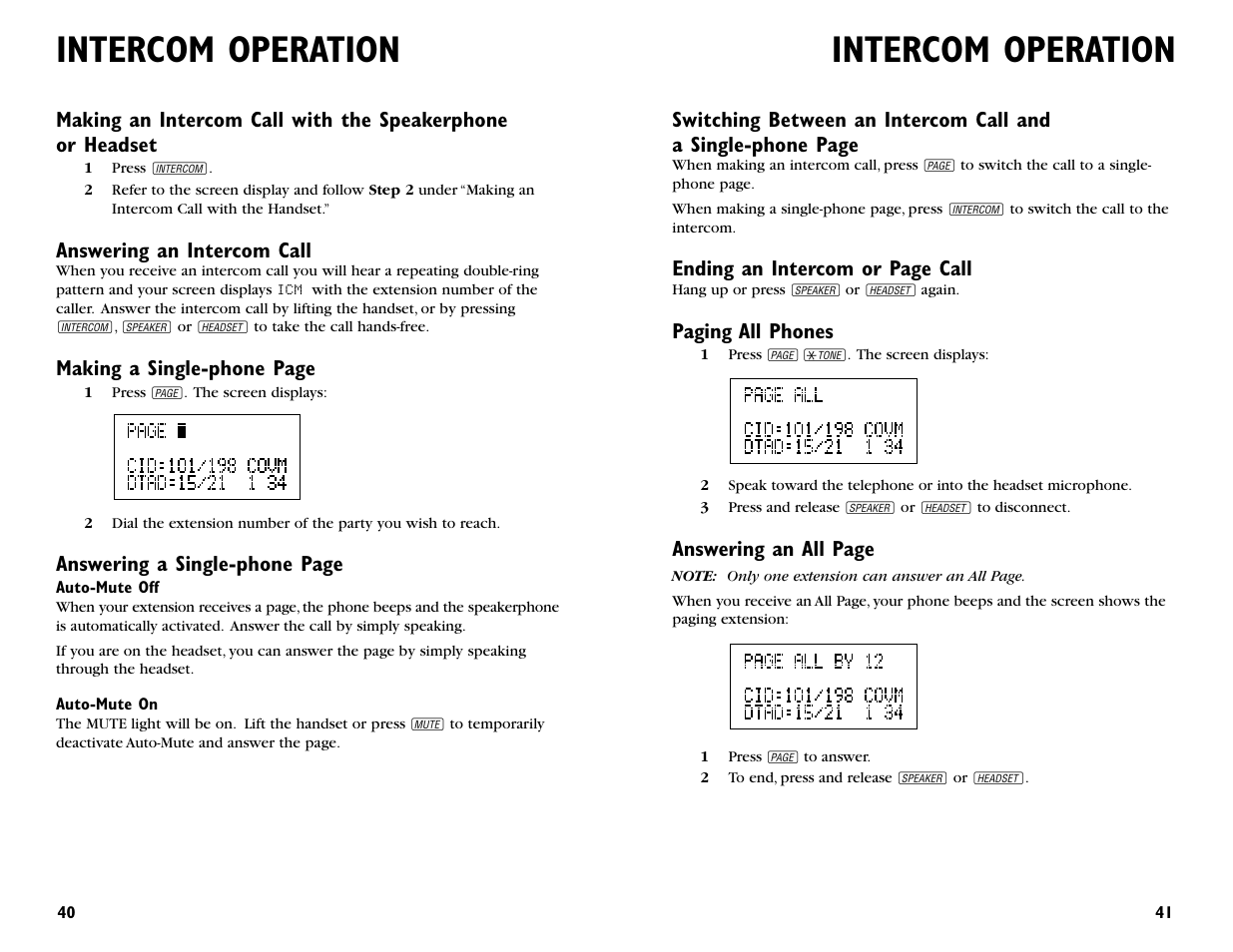 Intercom operation | AT&T 964 User Manual | Page 22 / 44