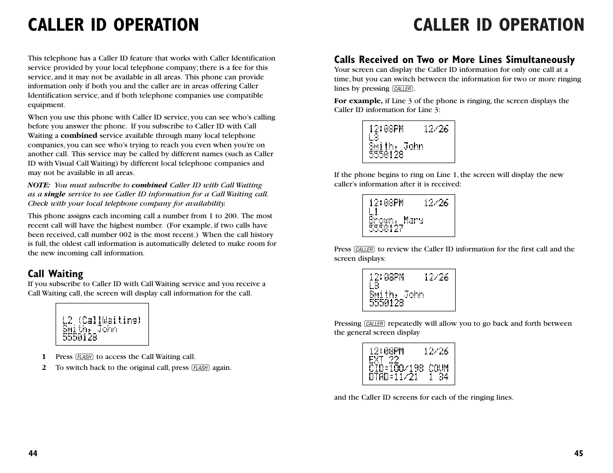 Caller id operation | AT&T 964 User Manual | Page 24 / 44