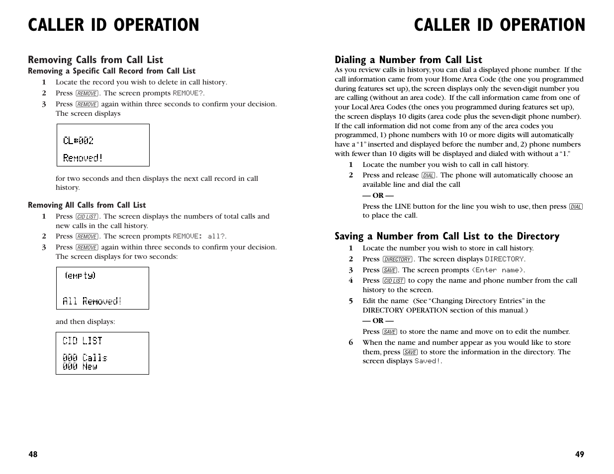 Caller id operation | AT&T 964 User Manual | Page 26 / 44