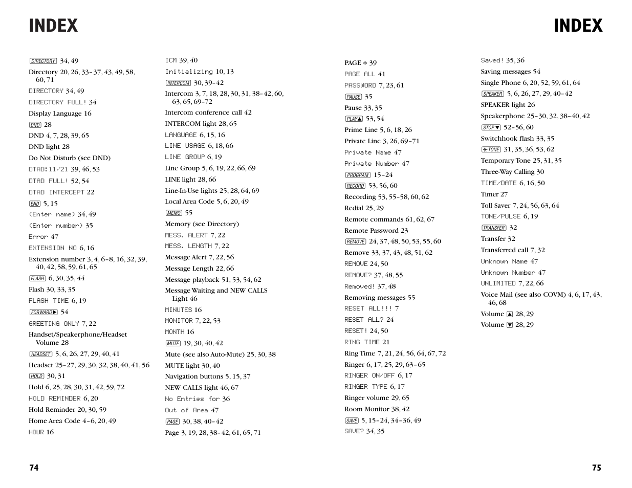 Index | AT&T 964 User Manual | Page 39 / 44