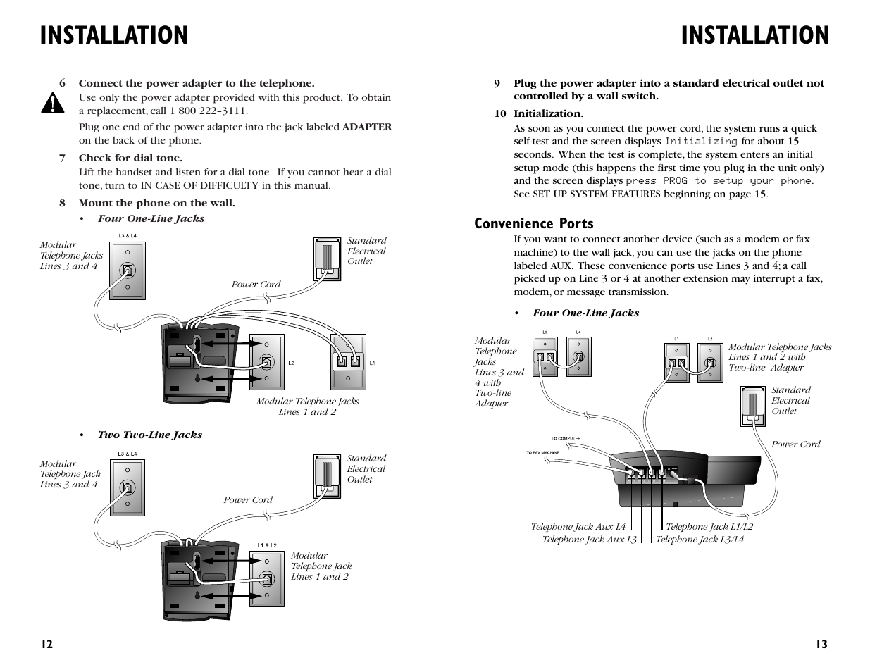 Installation, Convenience ports | AT&T 964 User Manual | Page 8 / 44