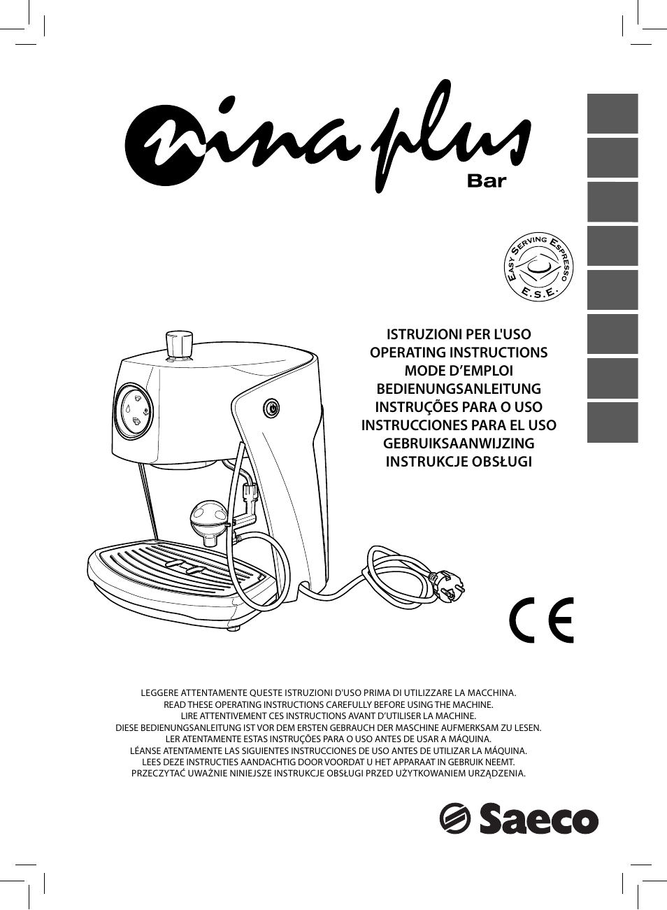 Philips Saeco Nina Machine espresso manuelle User Manual | 88 pages