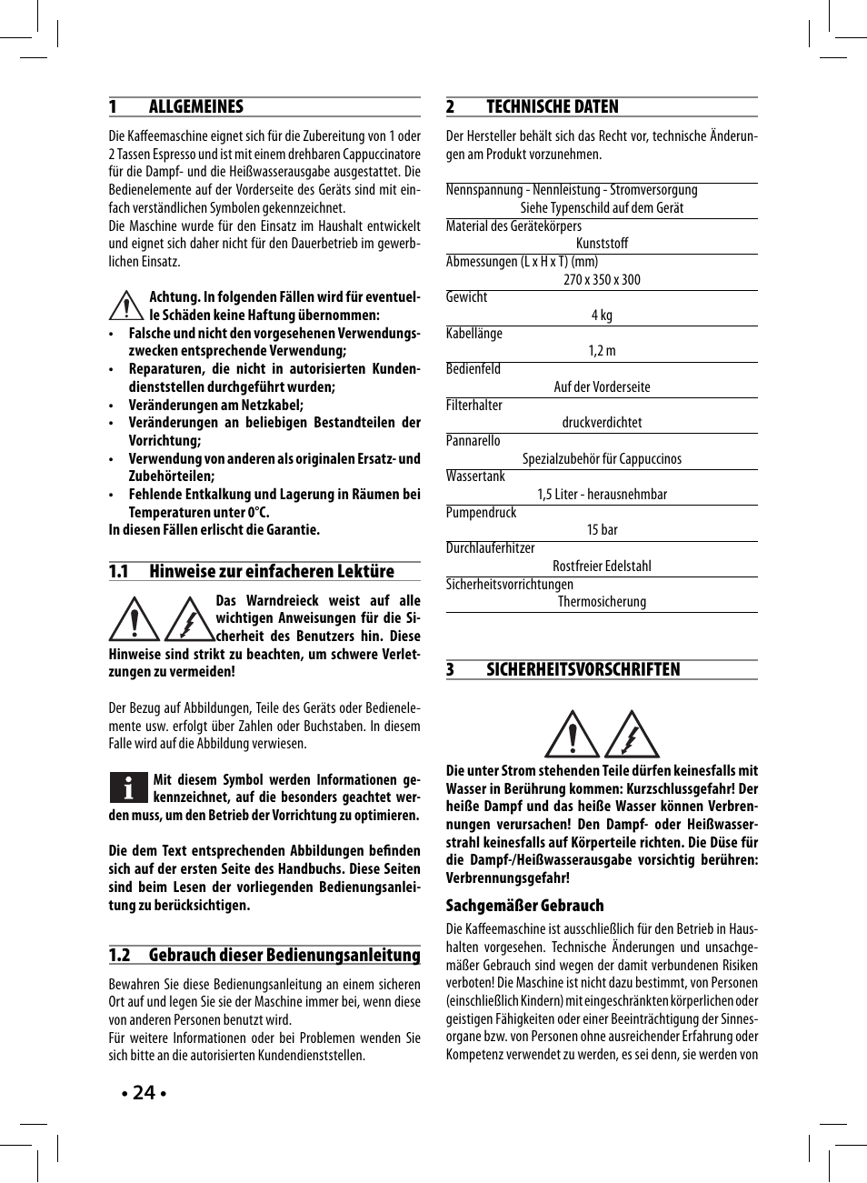 Philips Saeco Nina Machine espresso manuelle User Manual | Page 24 / 88