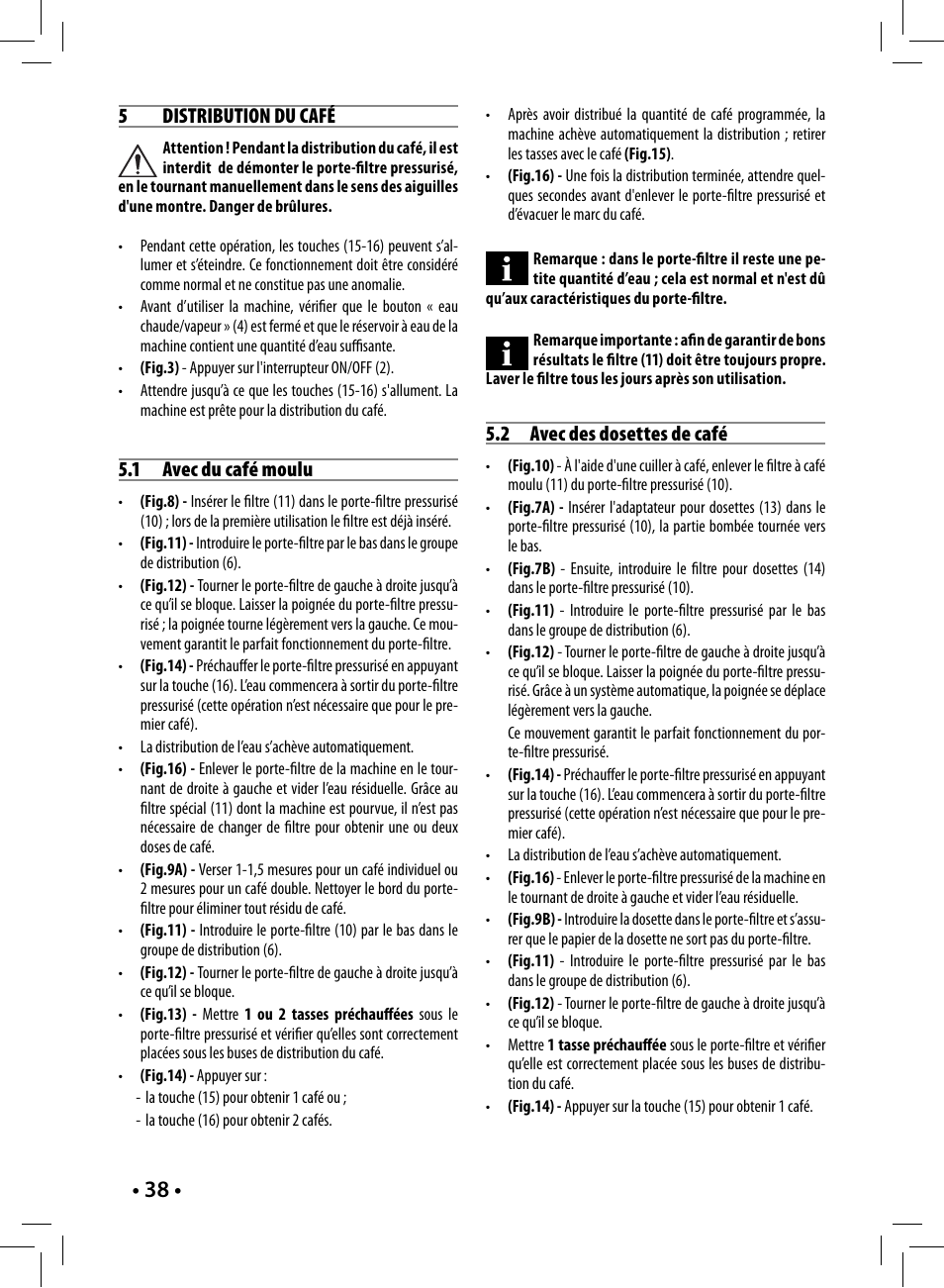 Philips Saeco Nina Machine espresso manuelle User Manual | Page 38 / 88