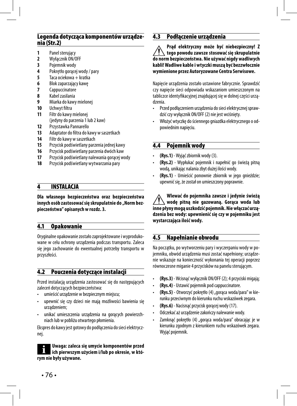 Philips Saeco Nina Machine espresso manuelle User Manual | Page 76 / 88