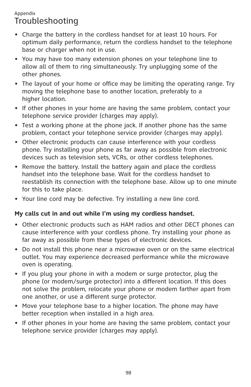 Troubleshooting | AT&T CL83201 User Manual | Page 104 / 120