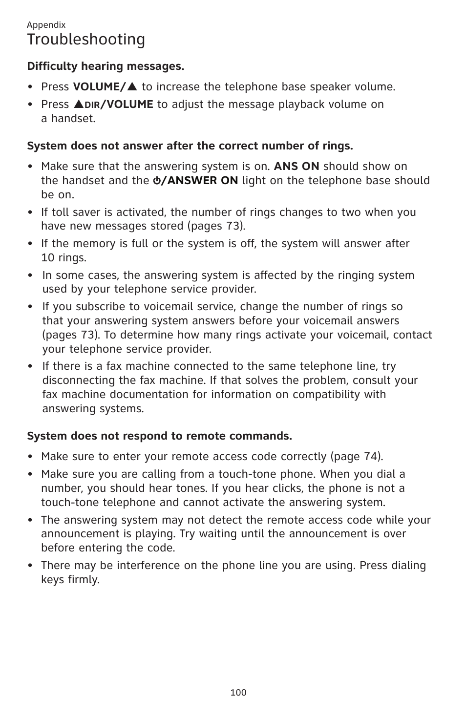 Troubleshooting | AT&T CL83201 User Manual | Page 106 / 120