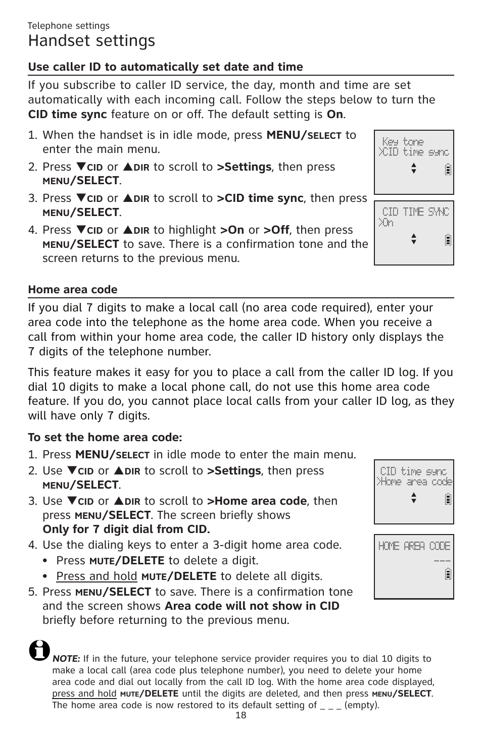 Handset settings, Elect . 3. press, Elect . 4. press | Elect . 3. use, Delete to delete a digit. press and hold, Delete to delete all digits. 5. press | AT&T CL83201 User Manual | Page 24 / 120